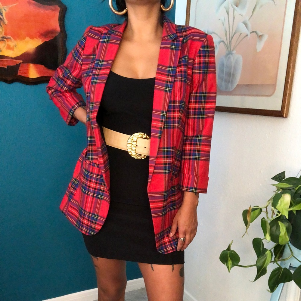 Express plaid vintage style blazer